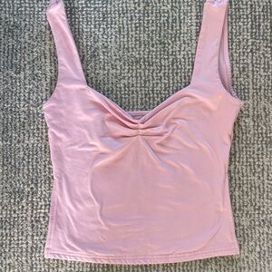 Pink Sleeveless Draped Front Tank Top - Unbranded